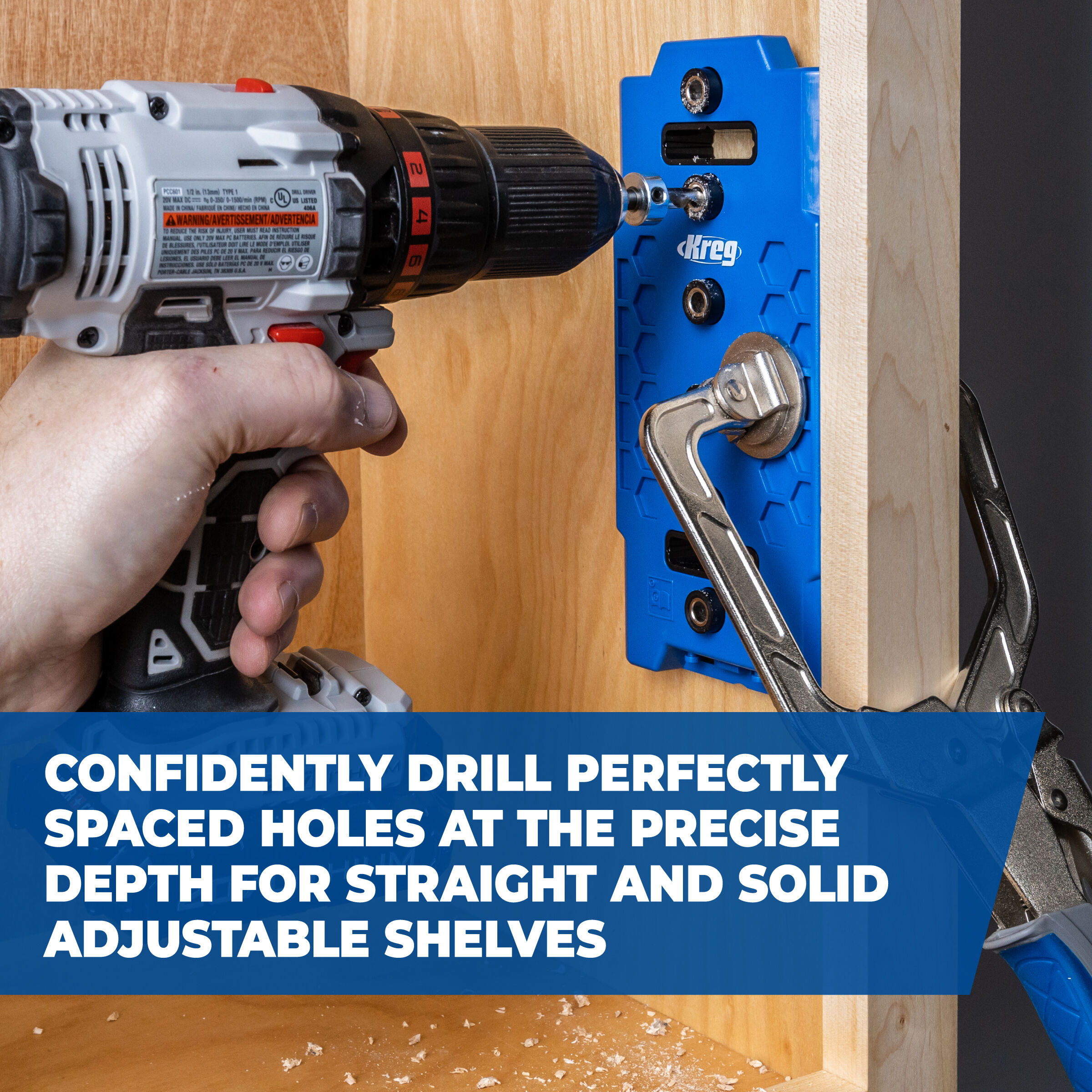 Shelf pin deals drill